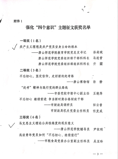 白菜官网三篇征文在唐山市委市直机关工委全部获奖